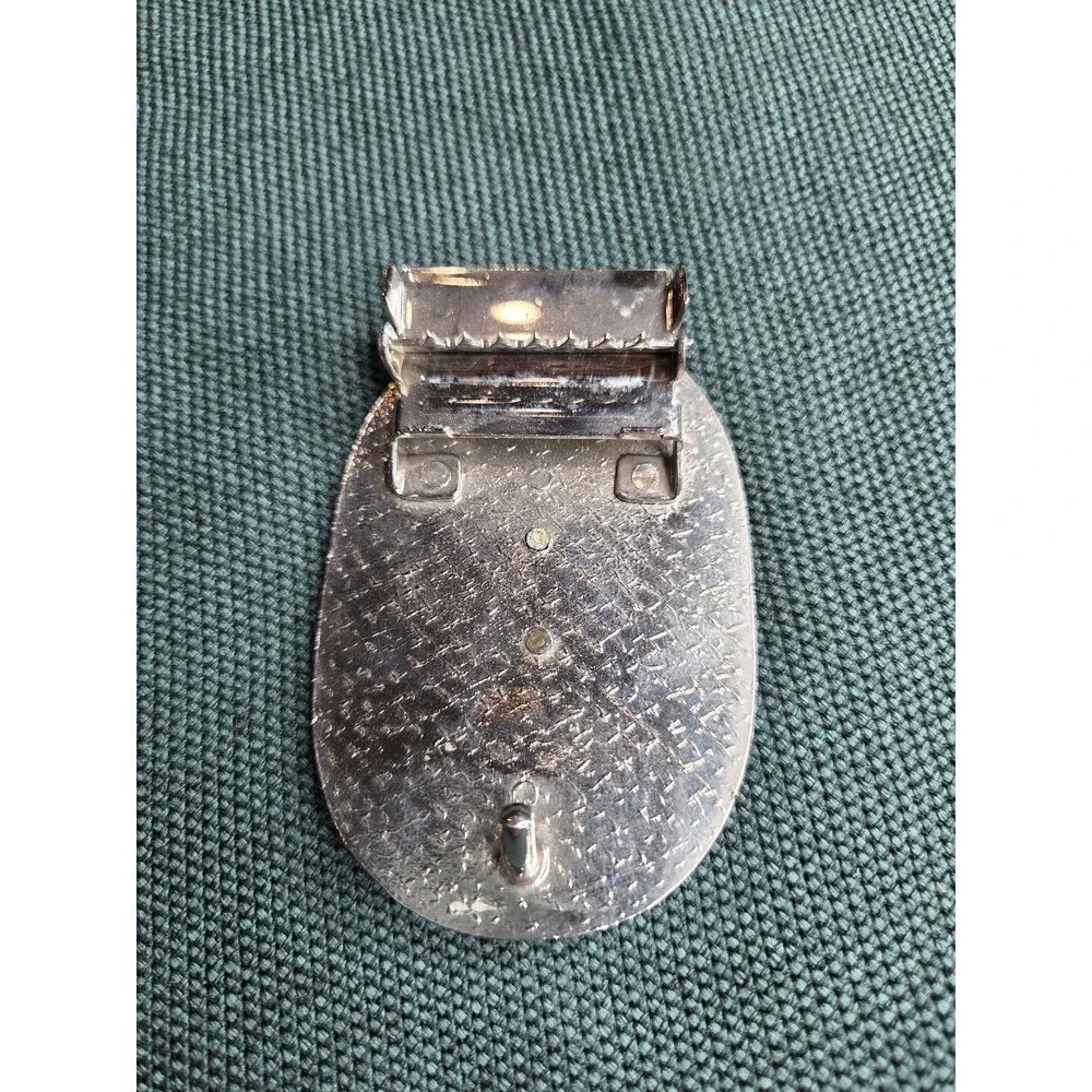 Vintage Silver-Tone Oval Belt Buckle Flying Eagle Filigree Rope Edge Western